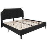 English Elm King Size Tufted Upholstered Platform Bed in Fabric with 10 Inch CertiPUR-US Certified Pocket Spring Mattress