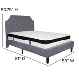 English Elm Full Size Tufted Upholstered Platform Bed in Fabric with Memory Foam Mattress