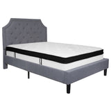 English Elm Full Size Tufted Upholstered Platform Bed in Fabric with Memory Foam Mattress