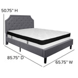 English Elm Queen Size Tufted Upholstered Platform Bed in Fabric with Memory Foam Mattress