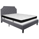 English Elm Queen Size Tufted Upholstered Platform Bed in Fabric with Memory Foam Mattress