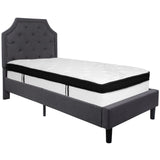 English Elm Twin Size Tufted Upholstered Platform Bed in Fabric with Memory Foam Mattress