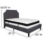 English Elm Full Size Tufted Upholstered Platform Bed in Fabric with Memory Foam Mattress