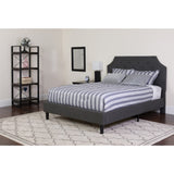 English Elm Full Size Tufted Upholstered Platform Bed in Fabric with Memory Foam Mattress