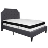 English Elm Full Size Tufted Upholstered Platform Bed in Fabric with Memory Foam Mattress