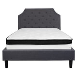 English Elm Full Size Tufted Upholstered Platform Bed in Fabric with Memory Foam Mattress