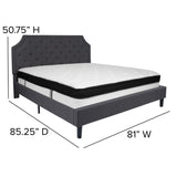 English Elm King Size Tufted Upholstered Platform Bed in Fabric with Memory Foam Mattress