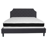 English Elm King Size Tufted Upholstered Platform Bed in Fabric with Memory Foam Mattress