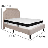 English Elm Full Size Tufted Upholstered Platform Bed in Fabric with Memory Foam Mattress