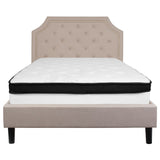 English Elm Full Size Tufted Upholstered Platform Bed in Fabric with Memory Foam Mattress