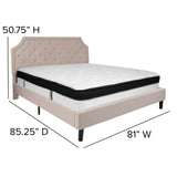 English Elm King Size Tufted Upholstered Platform Bed in Fabric with Memory Foam Mattress