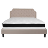 English Elm King Size Tufted Upholstered Platform Bed in Fabric with Memory Foam Mattress