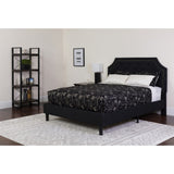 English Elm Twin Size Tufted Upholstered Platform Bed in Fabric with Memory Foam Mattress