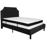 English Elm Full Size Tufted Upholstered Platform Bed in Fabric with Memory Foam Mattress