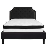 English Elm Full Size Tufted Upholstered Platform Bed in Fabric with Memory Foam Mattress