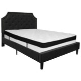 English Elm Queen Size Tufted Upholstered Platform Bed in Fabric with Memory Foam Mattress