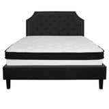 English Elm Queen Size Tufted Upholstered Platform Bed in Fabric with Memory Foam Mattress