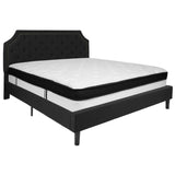 English Elm King Size Tufted Upholstered Platform Bed in Fabric with Memory Foam Mattress