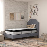 English Elm Twin Size Tufted Upholstered Platform Bed in Fabric with Memory Foam Mattress