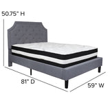 English Elm Full Size Tufted Upholstered Platform Bed in Fabric with Pocket Spring Mattress