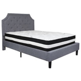 English Elm Full Size Tufted Upholstered Platform Bed in Fabric with Pocket Spring Mattress