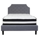 English Elm Full Size Tufted Upholstered Platform Bed in Fabric with Pocket Spring Mattress