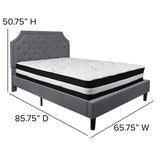 English Elm Queen Size Tufted Upholstered Platform Bed in Fabric with Pocket Spring Mattress