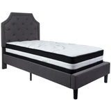 English Elm Twin Size Tufted Upholstered Platform Bed in Fabric with Pocket Spring Mattress