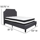 English Elm Full Size Tufted Upholstered Platform Bed in Fabric with Pocket Spring Mattress