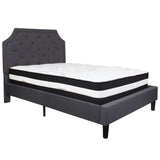 English Elm Full Size Tufted Upholstered Platform Bed in Fabric with Pocket Spring Mattress