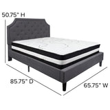 English Elm Queen Size Tufted Upholstered Platform Bed in Fabric with Pocket Spring Mattress