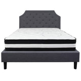 English Elm Queen Size Tufted Upholstered Platform Bed in Fabric with Pocket Spring Mattress