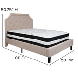 English Elm Full Size Tufted Upholstered Platform Bed in Fabric with Pocket Spring Mattress