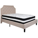 English Elm Full Size Tufted Upholstered Platform Bed in Fabric with Pocket Spring Mattress