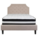 English Elm Full Size Tufted Upholstered Platform Bed in Fabric with Pocket Spring Mattress