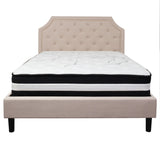 English Elm Queen Size Tufted Upholstered Platform Bed in Fabric with Pocket Spring Mattress