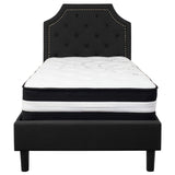 English Elm Twin Size Tufted Upholstered Platform Bed in Fabric with Pocket Spring Mattress