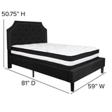 English Elm Full Size Tufted Upholstered Platform Bed in Fabric with Pocket Spring Mattress