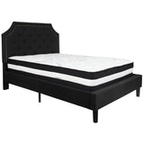 English Elm Full Size Tufted Upholstered Platform Bed in Fabric with Pocket Spring Mattress