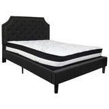 English Elm Queen Size Tufted Upholstered Platform Bed in Fabric with Pocket Spring Mattress