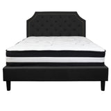 English Elm Queen Size Tufted Upholstered Platform Bed in Fabric with Pocket Spring Mattress