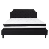 English Elm King Size Tufted Upholstered Platform Bed in Fabric with Pocket Spring Mattress