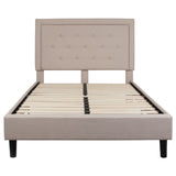 English Elm Full Size Tufted Upholstered Platform Bed in Fabric