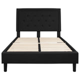 English Elm Full Size Tufted Upholstered Platform Bed in Fabric