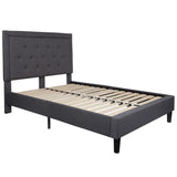 English Elm Full Size Tufted Upholstered Platform Bed in Fabric