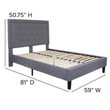 English Elm Full Size Tufted Upholstered Platform Bed in Fabric