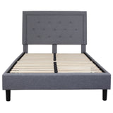 English Elm Full Size Tufted Upholstered Platform Bed in Fabric