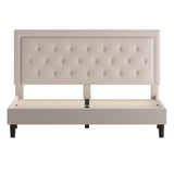 English Elm King Size Tufted Upholstered Platform Bed in Fabric