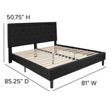 English Elm King Size Tufted Upholstered Platform Bed in Fabric