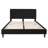 English Elm King Size Tufted Upholstered Platform Bed in Fabric